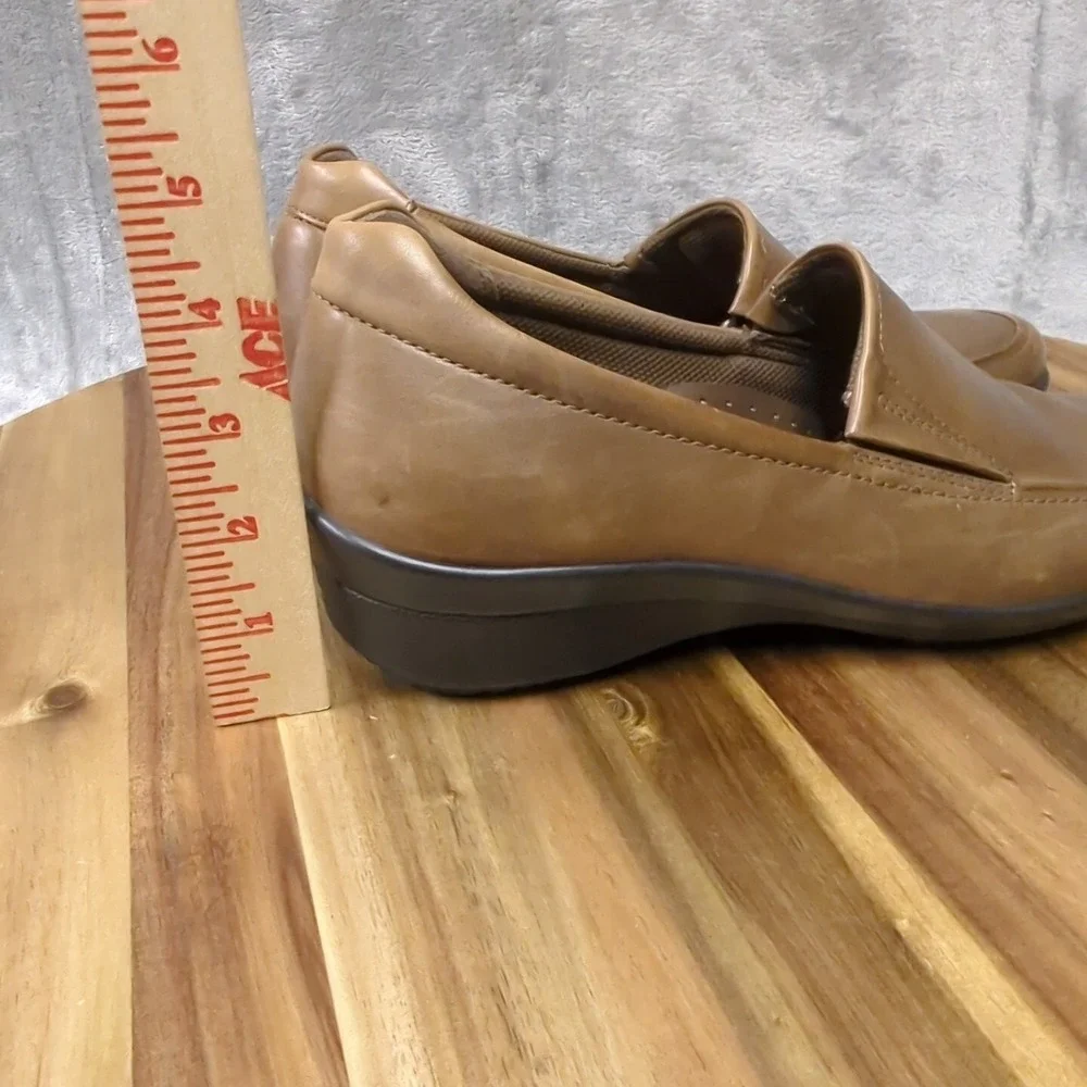 ECCO Slip On Leather Loafer Wedge Heels Brown Women's SZ EU‎ 42 US 11 / 11.5